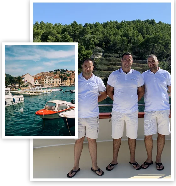The three Šerka brothers on board
